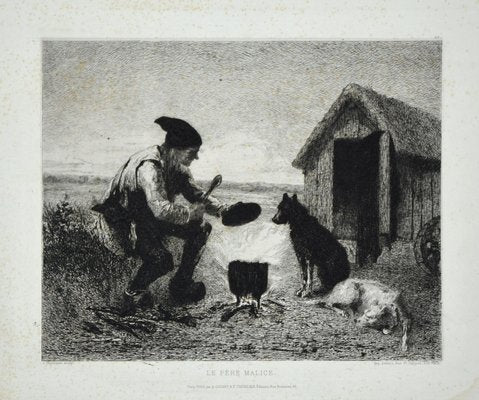 Le Père Malice - Original Etching by J.J. Veyrassat - 1870s-ZCI-754867