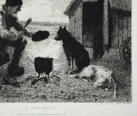 Le Père Malice - Original Etching by J.J. Veyrassat - 1870s-ZCI-754867