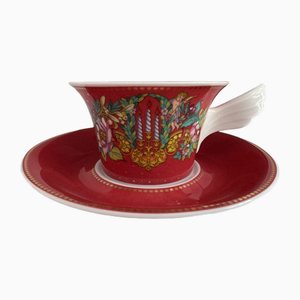 Le Reve De Noel Tea Cup and Saucer by Versace for Rosenthal, 2000, Set of 2-IHL-2027011