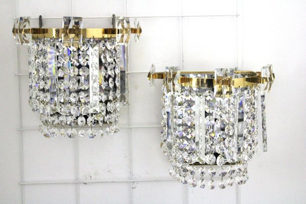 Lead Crystal Wall Lights from Maderna, 1960s, Set of 2-ZWH-1777091