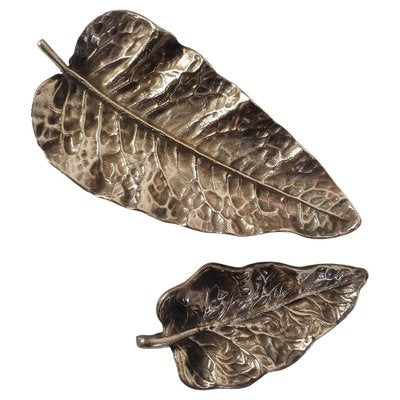 Leaf Bronze Trays, Italy, Set of 2-FO-1259845