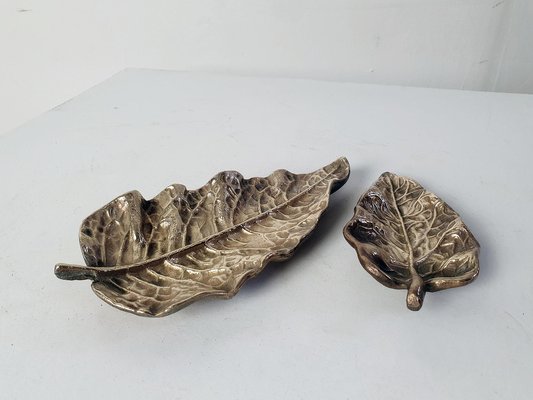 Leaf Bronze Trays, Italy, Set of 2-FO-1259845