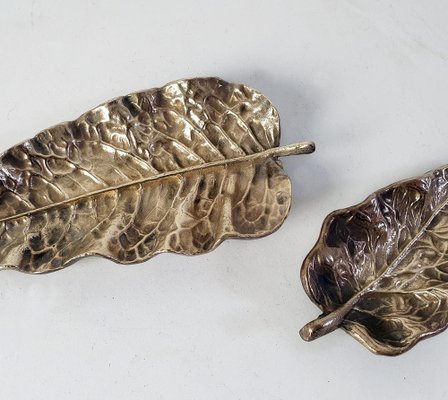 Leaf Bronze Trays, Italy, Set of 2-FO-1259845