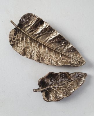 Leaf Bronze Trays, Italy, Set of 2-FO-1259845