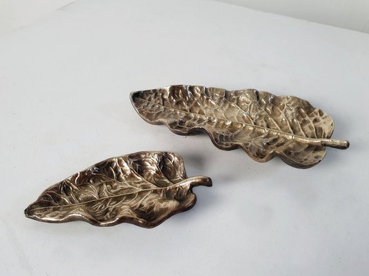 Leaf Bronze Trays, Italy, Set of 2-FO-1259845