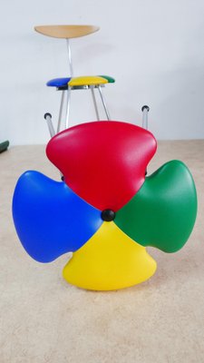 Leaf Clover Kitchen Chair and Stool, Italy, 1970s, Set of 2-KK-1751740