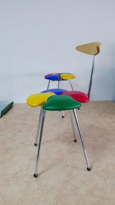 Leaf Clover Kitchen Chair and Stool, Italy, 1970s, Set of 2-KK-1751740