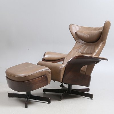 Leather Amanda Armchair with Ottoman from Brunstad Møbler, 1990s-AX-853113