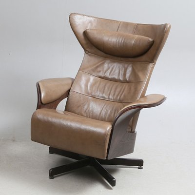 Leather Amanda Armchair with Ottoman from Brunstad Møbler, 1990s-AX-853113