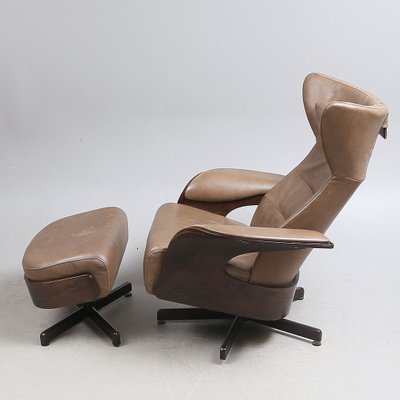 Leather Amanda Armchair with Ottoman from Brunstad Møbler, 1990s-AX-853113