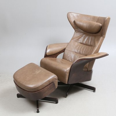 Leather Amanda Armchair with Ottoman from Brunstad Møbler, 1990s-AX-853113