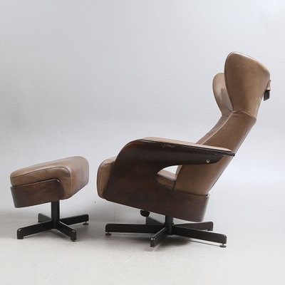 Leather Amanda Armchair with Ottoman from Brunstad Møbler, 1990s-AX-853113