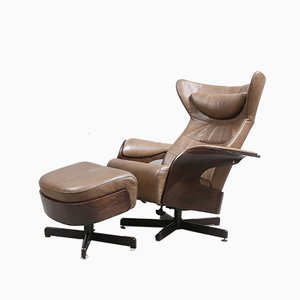 Leather Amanda Armchair with Ottoman from Brunstad Møbler, 1990s-AX-853113