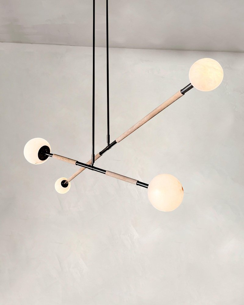 Leather and Alabaster Mobile Chandelier by Contain