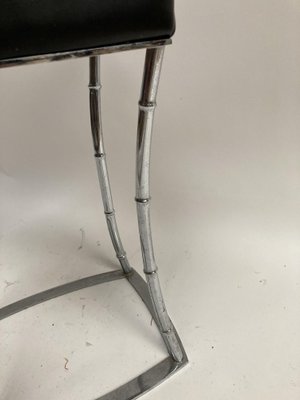 Leather and Chromed Brass Stool Attributed to Jacques Adnet-VRR-1077450