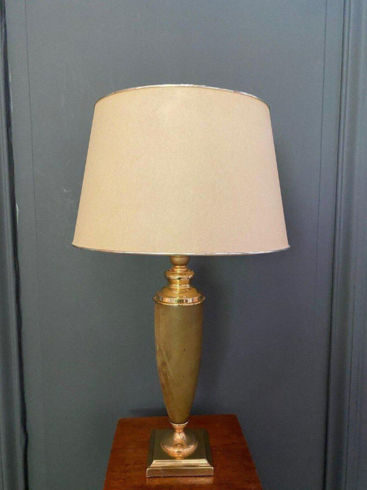 Leather and Gold Metal Lamp from Le Dauphin, 1970