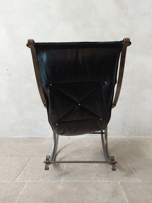 Leather and Iron Rocking Chair attributed to P. Cooper for R.W. Winfield, 1850s-TDA-1820847