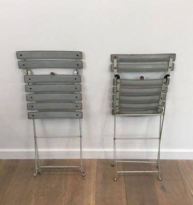 Leather and Lacquered Metal Folding Chairs, Italian, 1970s, Set of 2-BA-658283