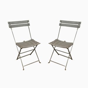 Leather and Lacquered Metal Folding Chairs, Italian, 1970s, Set of 2-BA-658283