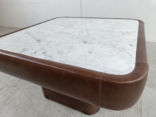 Leather and Marble Coffee Table from de Sede, 1970s-IRH-1781417