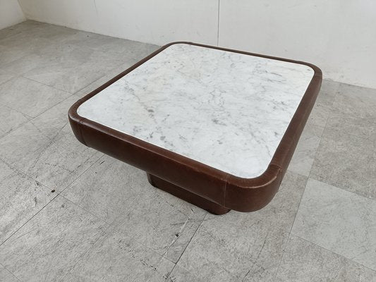 Leather and Marble Coffee Table from de Sede, 1970s-IRH-1781417