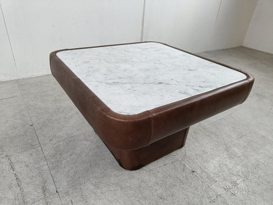 Leather and Marble Coffee Table from de Sede, 1970s-IRH-1781417