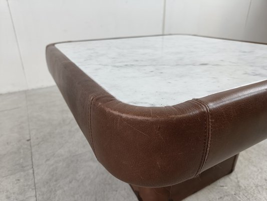 Leather and Marble Coffee Table from de Sede, 1970s-IRH-1781417