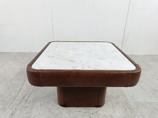 Leather and Marble Coffee Table from de Sede, 1970s-IRH-1781417