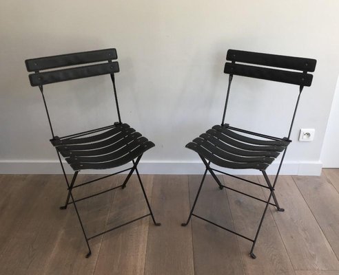 Leather and Metal Chairs, 1950s, Set of 2-BA-658520