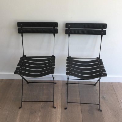 Leather and Metal Chairs, 1950s, Set of 2-BA-658520