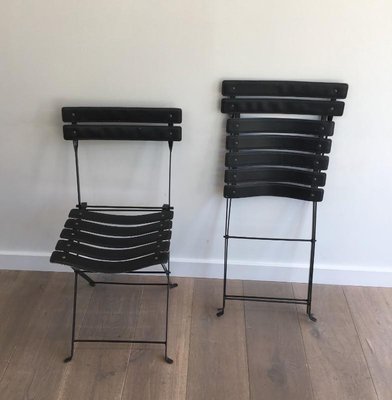 Leather and Metal Chairs, 1950s, Set of 2-BA-658520