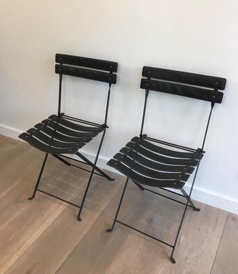 Leather and Metal Chairs, 1950s, Set of 2-BA-658520