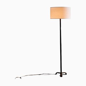 Leather and Metal Floor Lamp by Jacques Adnet, France, 1950s-SFD-1791933