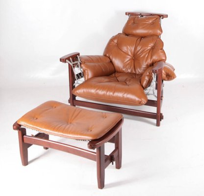 Leather and Rope Big Armchair and Ottoman, Set of 2-DSC-1820236