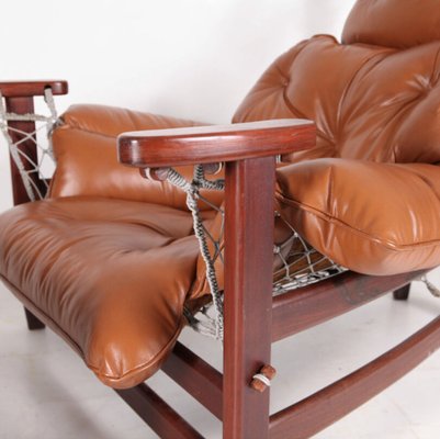 Leather and Rope Big Armchair and Ottoman, Set of 2-DSC-1820236