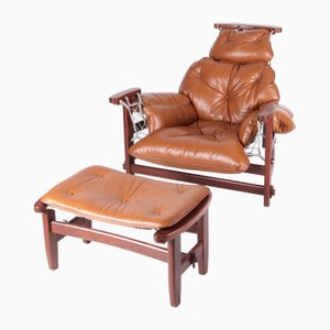 Leather and Rope Big Armchair and Ottoman, Set of 2-DSC-1820236