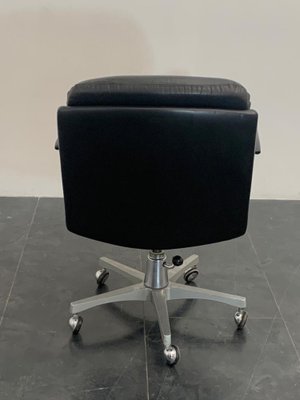 Leather and Steel Adjustable Swivel Armchair, 1970s-IJR-1240086