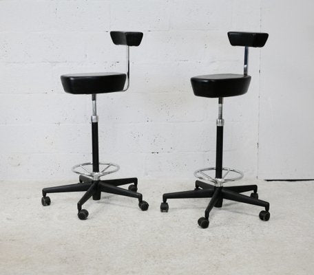 Leather and Steel Swivel Stool by George Nelson for Vitra, 2001, Set of 2-MAO-1270824