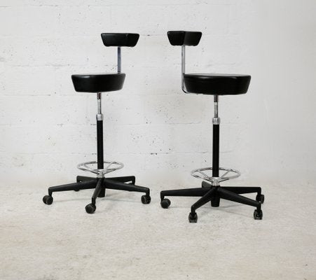 Leather and Steel Swivel Stool by George Nelson for Vitra, 2001, Set of 2-MAO-1270824