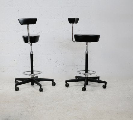 Leather and Steel Swivel Stool by George Nelson for Vitra, 2001, Set of 2-MAO-1270824