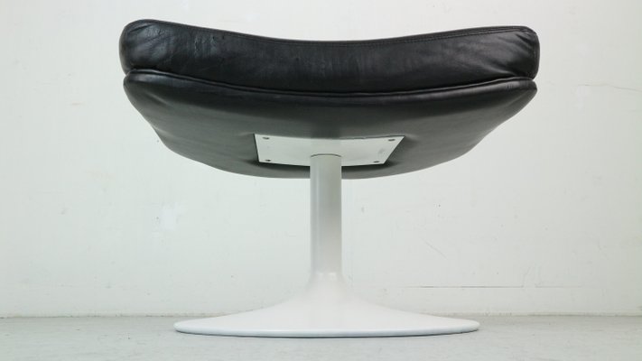 Leather and Steel Tulip P588 Foot Stool F500 Serie by Geoffrey Harcourt for Artifort, 1960s-DT-2026265