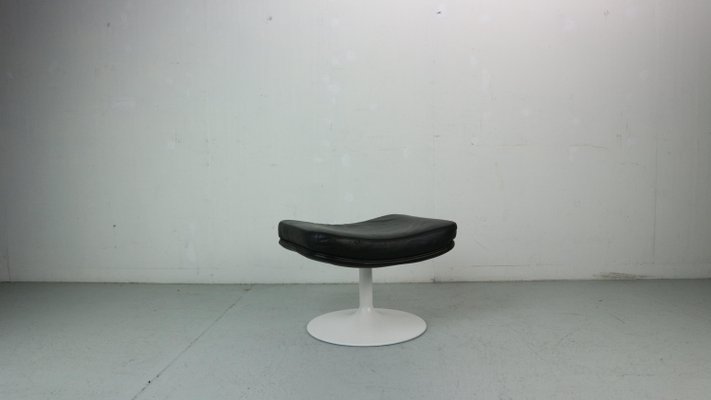 Leather and Steel Tulip P588 Foot Stool F500 Serie by Geoffrey Harcourt for Artifort, 1960s-DT-2026265