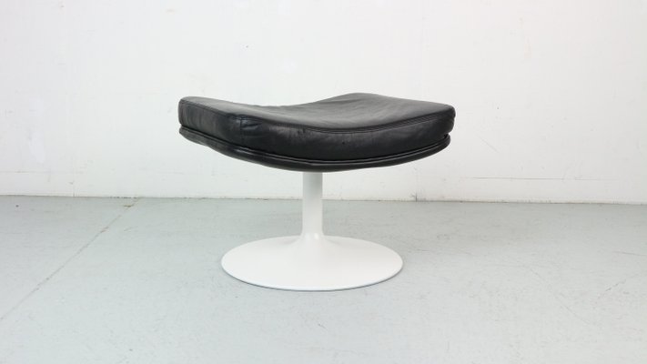 Leather and Steel Tulip P588 Foot Stool F500 Serie by Geoffrey Harcourt for Artifort, 1960s-DT-2026265