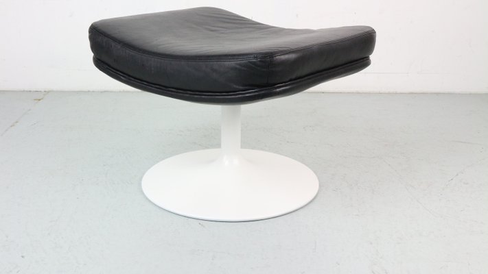 Leather and Steel Tulip P588 Foot Stool F500 Serie by Geoffrey Harcourt for Artifort, 1960s-DT-2026265