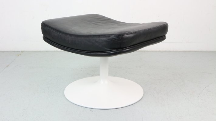 Leather and Steel Tulip P588 Foot Stool F500 Serie by Geoffrey Harcourt for Artifort, 1960s-DT-2026265