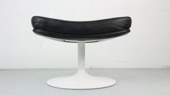 Leather and Steel Tulip P588 Foot Stool F500 Serie by Geoffrey Harcourt for Artifort, 1960s-DT-2026265