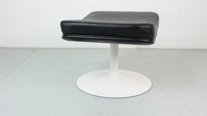 Leather and Steel Tulip P588 Foot Stool F500 Serie by Geoffrey Harcourt for Artifort, 1960s-DT-2026265