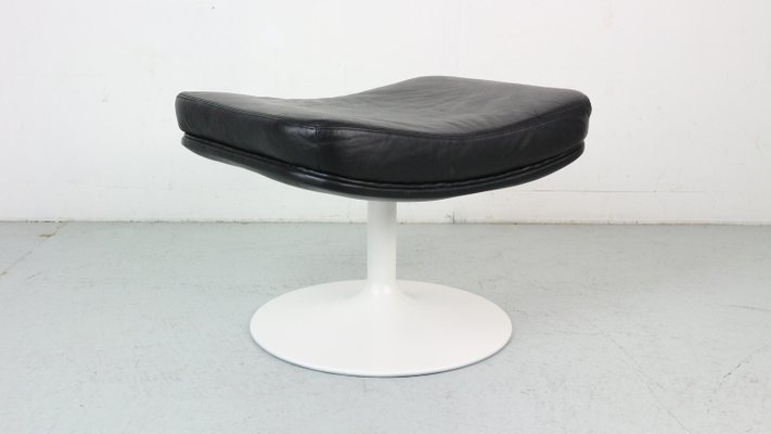 Leather and Steel Tulip P588 Foot Stool F500 Serie by Geoffrey Harcourt for Artifort, 1960s-DT-2026265