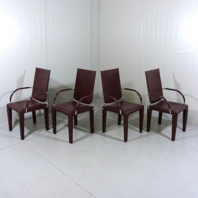 Leather Arcadia Dining Chairs from Arper, Italy 1980s, Set of 4-TU-1802272