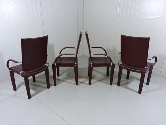 Leather Arcadia Dining Chairs from Arper, Italy 1980s, Set of 4-TU-1802272